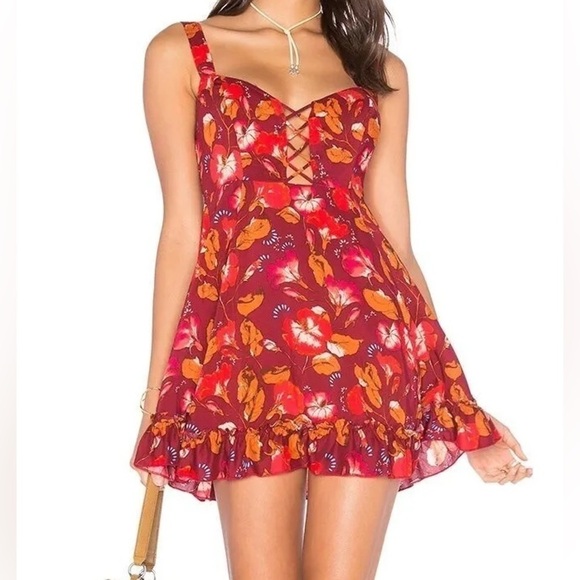 Free People Floral Mini Lattice Lovers Slip Dress - Picture 1 of 11